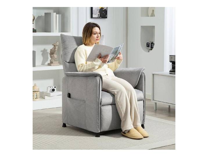 HOMCOM Relaxsessel Elektrisch Fernsehsessel mit Liegefunktion, Bürstenloser Motor (Liegesessel mit Memory-Funktion, 1-St., TV Sessel), Samtimitat, Taschenfedern, Fernbedienung Creme von Homcom