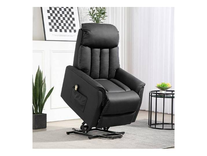 HOMCOM Relaxsessel Elektrischer Aufstehsessel (Fernsehsessel, Sessel mit Aufstehhilfe, Liegefunktion, 1-St., Kunstleder), 80 x 94 x 104 cm, Schwarz von Homcom