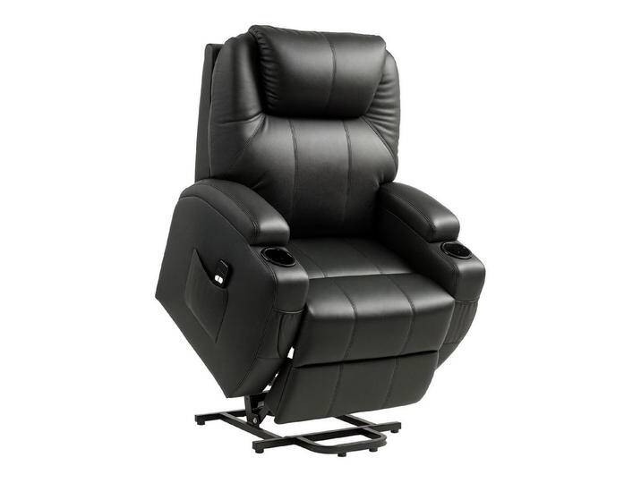 HOMCOM Massagesessel Fernsehsessel (Set, 1-St., Sessel), Aufstehsessel mit Aufstehhilfe Kunstleder Schwarz, schwarz von Homcom