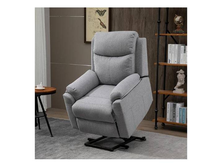 HOMCOM Relaxsessel Fernsehsessel mit Aufstehhilfe Elektrisch mit Liegefunktion, 1 Motor (TV Sessel, 1-St., Ruhesessel), mit Fernbedienung, Leinenoptik für Wohnzimmer, Grau von Homcom