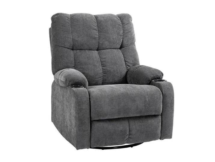 HOMCOM Relaxsessel Fernsehsessel mit Liegefunktion, Schaukelfunktion und Becherhalter (TV-Sessel, 1-St., Ruhesessel), für Wohnzimmer, Dunkelgrau, grau von Homcom