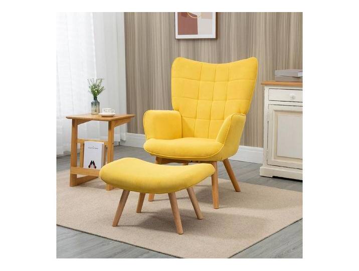 HOMCOM Relaxsessel Loungesessel, Armlehnstuhl, Fernsehsessel für Wohnzimme (Ohrensessel, 2-St., Polstersessel), mit Cord-Optik, gelb von Homcom