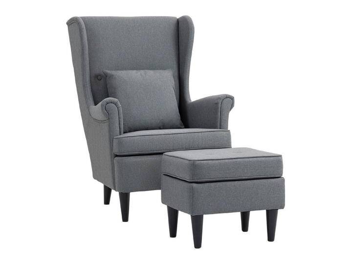 HOMCOM Relaxsessel Ohrensessel mit Hocker, Polsterstuhl mit Liegefunktion (Polstersessel mit hoher Rückenlehne aus Stoff, 2-St., TV-Sessel für Schlafzimmer, Wohnzimmer), 83 x 75 x 104 cm von Homcom