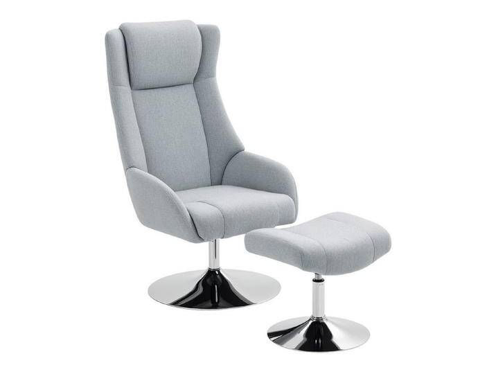 HOMCOM Relaxsessel Ohrensessel mit Hocker, zurücklehnbar (Loungesessel, 2-St., Armlehnstuhl), für Schlafzimmer, Wohnzimmer, Grau, grau von Homcom