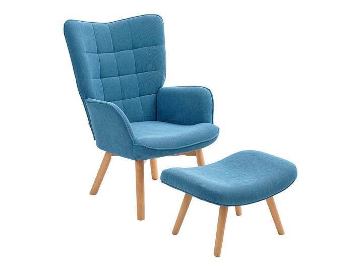 HOMCOM Relaxsessel Ohrensessel mit Hoher Rückenlehne, Holzbeine (Sessel mit Hocker, 2-St., Loungesessel), mit getuftetem Design, Cord-Optik, für Wohnzimmer von Homcom