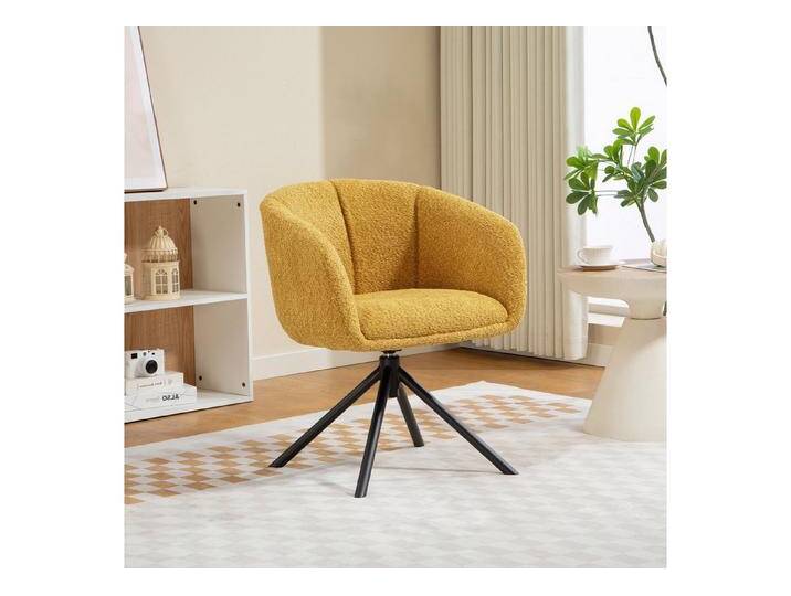 HOMCOM Relaxsessel Sessel (Polsterstuhl mit bequemer Sitzschale, 1-St., Drehbarer Akzentstuhl), kuscheliger Bezug, Gelb, gelb, Gelb von Homcom