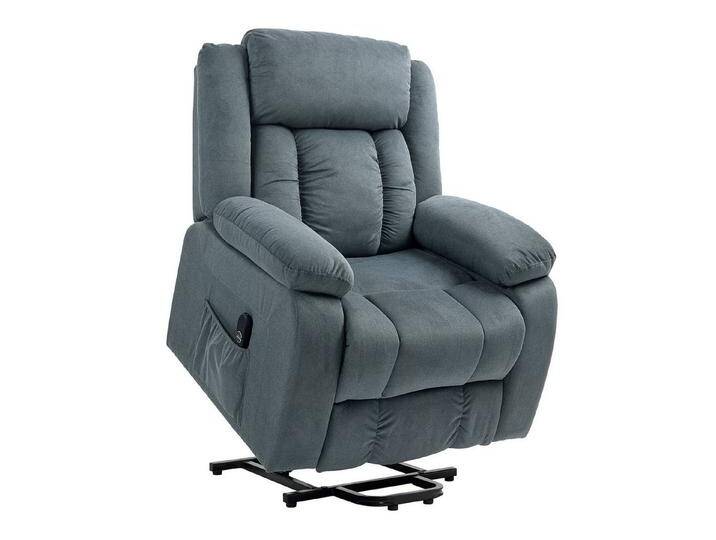 HOMCOM Relaxsessel mit Aufstehhilfe, Liegefunktion (Relaxsessel, 1-St., TV-Sessel), für Wohnzimmer, Samt, Grau, grau von Homcom