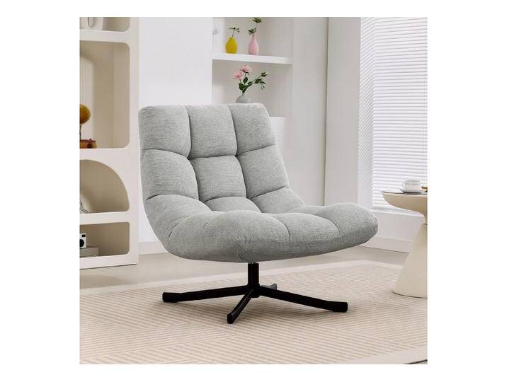 HOMCOM Relaxsessel mit Breiter Sitzfläche, wasserabweisend Chenille-Optik, Stahlbeine (gepolstert Sessel, 1-St., Drehbar Loungesessel), für Wohnzimmer, Schlafzimmer von Homcom