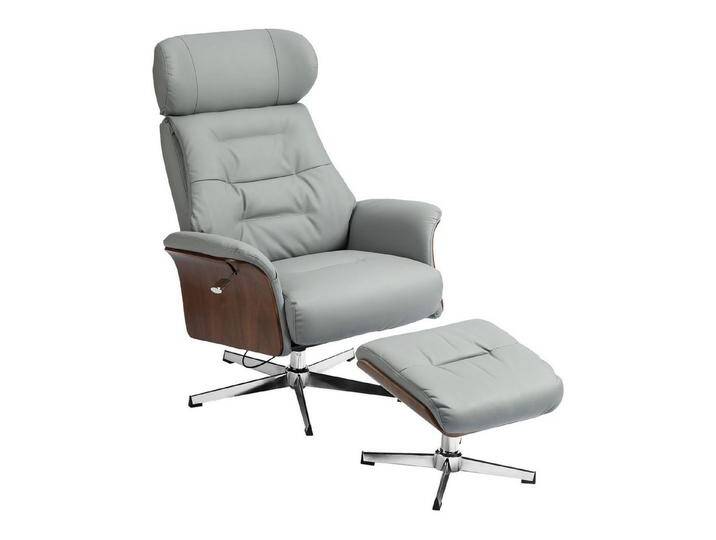 HOMCOM Relaxsessel mit Hocker, Fernsehsessel mit Liegefunktion, Drehbarer Liegesessel, (Ruhesessel, 2-St., TV-Sessel), für Wohnzimmer, bis 150 kg, Kunstleder, Stahl von Homcom