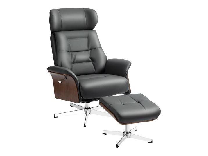 HOMCOM Relaxsessel mit Hocker, Fernsehsessel mit Liegefunktion, Drehbarer Liegesessel (Ruhesessel, 2-St., TV-Sessel), für Wohnzimmer, bis 150 kg, Kunstleder, Stahl von Homcom