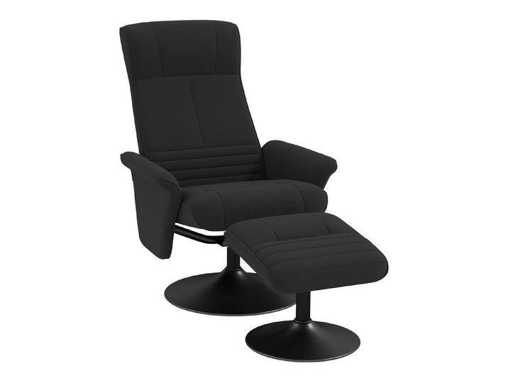 HOMCOM Relaxsessel mit Hocker Drehbarer Liegefunktion (Fernsehsessel, 2-St., TV-Sessel), für Wohnzimmer, Schlafzimmer, Mikrofasertuch, Schwarz von Homcom
