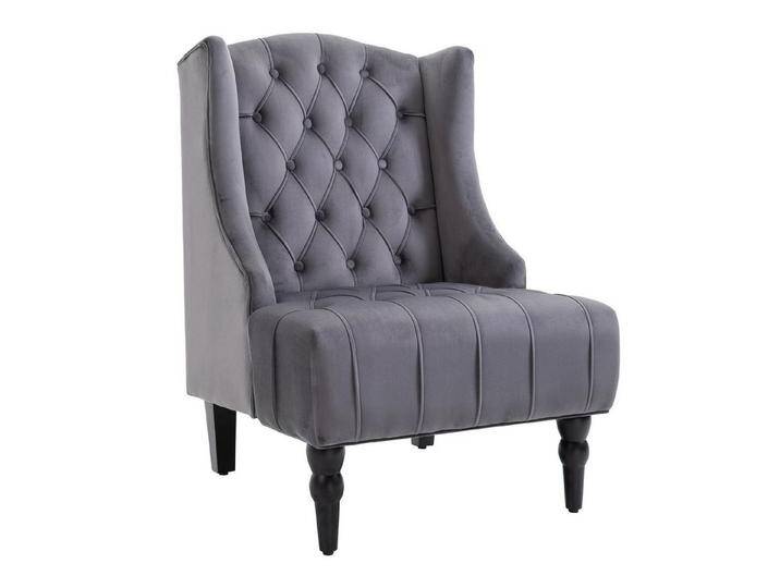 HOMCOM Relaxsessel mit Tufting erhöhte Beine Samtstoff (Ohrensessel, 1-St., Einzelsessel), Gesamtmaße: B x T x H: 67 x 70.5 x97 cm, grau von Homcom