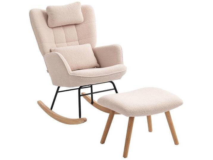 HOMCOM SCHAUKELSTUHL, Beige, Echtholz,Buche, 1-Sitzer, Füllung: Polyester, einzeln stellbar, 70.5x99.5x101.5 cm, Wohnzimmer, Sessel, Schaukelstühle von Homcom