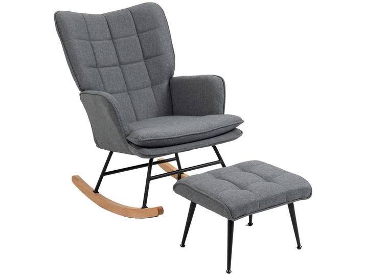HOMCOM SCHAUKELSTUHL,, Grau, Holz, 89x90x64 cm, Wohnzimmer, Sessel, Schaukelstühle von Homcom
