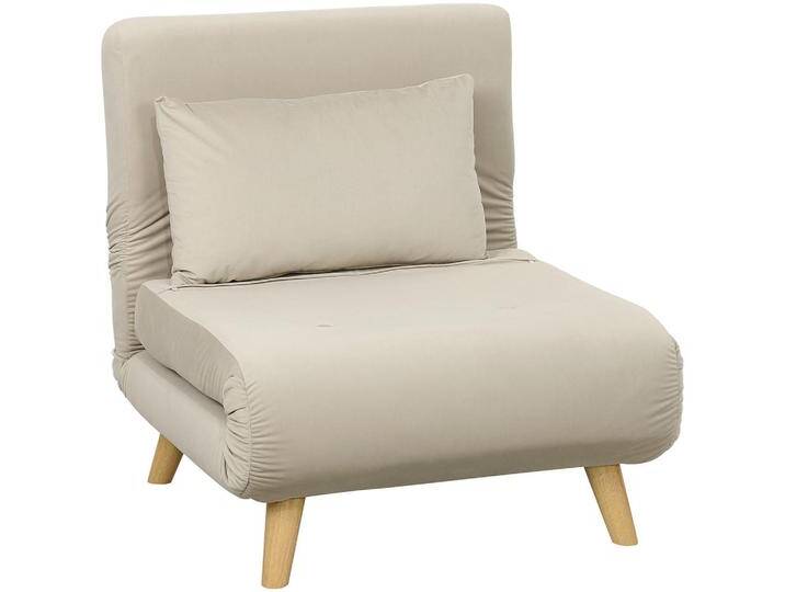 HOMCOM SCHLAFSESSEL,, Beige, Echtholz,Kautschukholz, 1-Sitzer, Füllung: Polyester, 78x79x72 cm, Wohnzimmer, Sessel, Schlafsessel von Homcom
