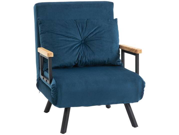 HOMCOM SCHLAFSESSEL,, Blau, Echtholz,Kautschukholz, 1-Sitzer, Füllung: Polyester, einzeln stellbar, 73x81x63 cm, Wohnzimmer, Sessel, Schlafsessel von Homcom