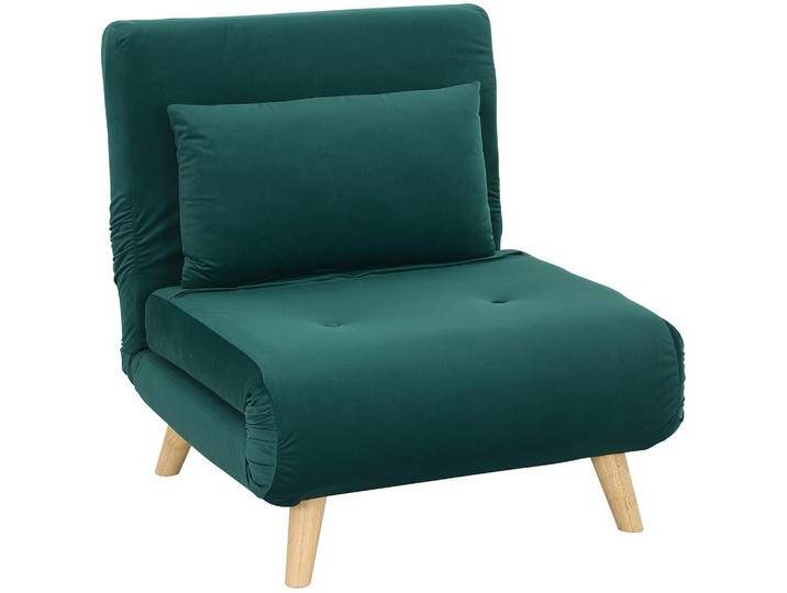 HOMCOM SCHLAFSESSEL,, Dunkelgrün, Echtholz,Kautschukholz, 1-Sitzer, Füllung: Polyester, 78x79x72 cm, Wohnzimmer, Sessel, Schlafsessel von Homcom