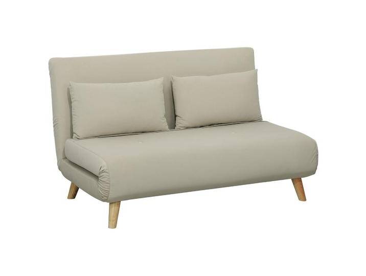 HOMCOM SCHLAFSOFA, Beige, Echtholz,Kautschukholz, 2-Sitzer, Füllung: Polyester, 78x79x130 cm, Wohnzimmer, Sofas & Couches, Schlafsofas von Homcom