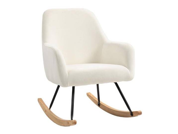 HOMCOM Schaukelstuhl Samtgepolsterter Akzentstuhl, Sessel mit breiter Rückenlehne (Schaukelsessel mit Gummibaumholzbasis, 1 St), für Wohnzimmer, Schlafzimmer von Homcom