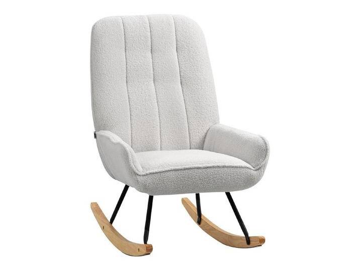 HOMCOM Schaukelstuhl Schwingsessel Gepolsterter Relaxstuhl bis 150 kg Belastbar (Schaukelsessel, 1 St), für Wohnzimmer, Schlafzimmer, Sherpa Vlies, Grau, grau, Polyester von Homcom