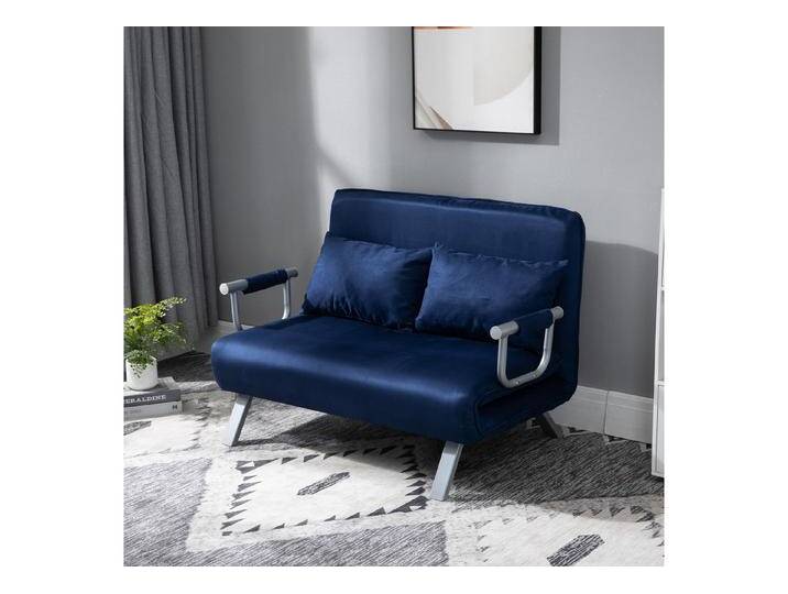 HOMCOM Schlafsofa 2er-Sofa mit Schlaffunktion, Verstellbarer Rückenlehne, Kissen, Couch 1 Teile, für Wohnzimmer, Schlafzimmer, Blau, blau HOMCOM Schlafsofa 2er-Sofa mit Schlaffunktion, Verstellbarer Rückenlehne, Kissen, Couch 1 Teile, für Wohnzimmer, Schlafzimmer, Blau, blau von Homcom