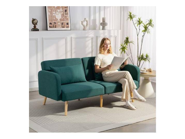 HOMCOM Schlafsofa 3-Sitzer-Sofa mit Bettfunktion, 2 Kissen, Verstellbare Couch 1 Teile, 3-Sitzer-Polstersofa, 170 x 83 x 80 cm, Grün, grün HOMCOM Schlafsofa 3-Sitzer-Sofa mit Bettfunktion, 2 Kissen, Verstellbare Couch 1 Teile, 3-Sitzer-Polstersofa, 170 x 83 x 80 cm, Grün, grün von Homcom