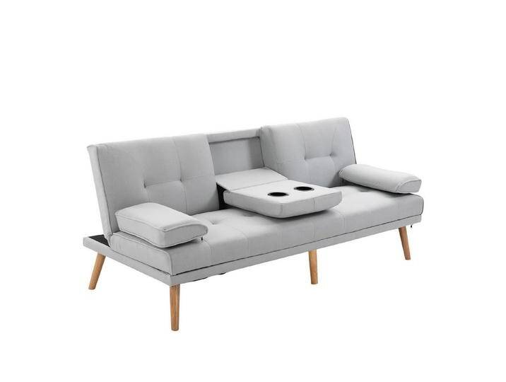 HOMCOM Schlafsofa Dreisitzer mit Bettfunktion, Einzelbett mit Kissen, Stoffsofa 1 Teile, Schlafsofa Schlafcouch 3 Sitzer Hellgrau, grau HOMCOM Schlafsofa Dreisitzer mit Bettfunktion, Einzelbett mit Kissen, Stoffsofa 1 Teile, Schlafsofa Schlafcouch 3 Sitzer Hellgrau, grau von Homcom