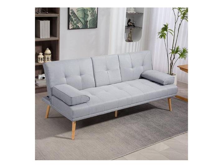 HOMCOM Schlafsofa Dreisitzer mit Bettfunktion, Einzelbett mit Kissen, Stoffsofa 1 Teile, Schlafsofa Schlafcouch 3 Sitzer Hellgrau, grau HOMCOM Schlafsofa Dreisitzer mit Bettfunktion, Einzelbett mit Kissen, Stoffsofa 1 Teile, Schlafsofa Schlafcouch 3 Sitzer Hellgrau, grau von Homcom