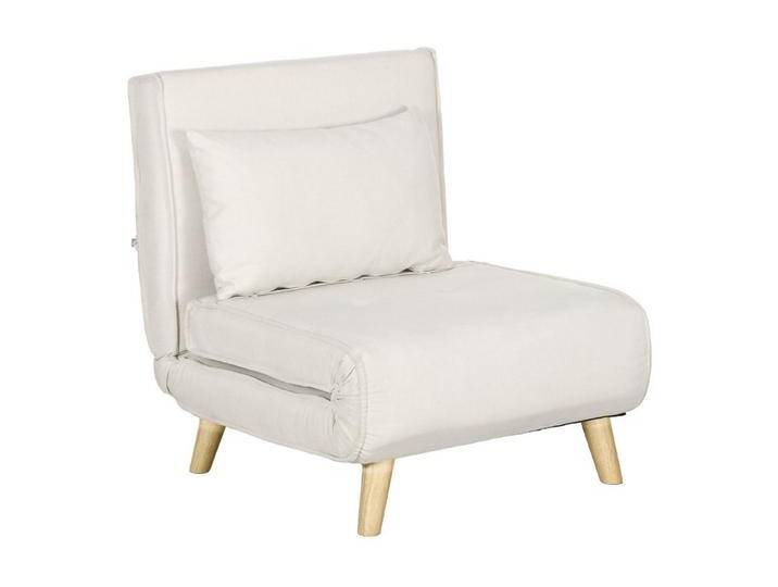 HOMCOM Schlafsofa Klappsessel mit Bettfunktion, Klappsessel 1 Teile, für Wohnzimmer, Cremeweiß von Homcom