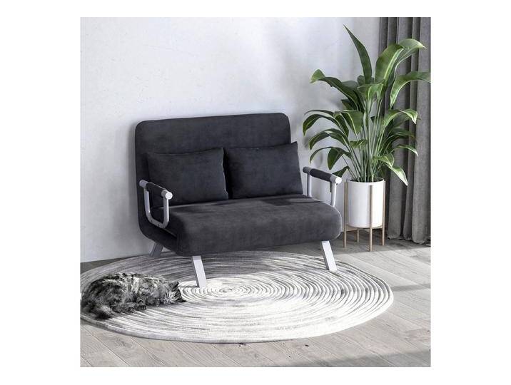 HOMCOM Schlafsofa Zweisitzer mit Bettfunktion, Einzelbett mit Kissen, Schlafsessel 1 Teile, für Wohnzimmer, Grau, grau von Homcom