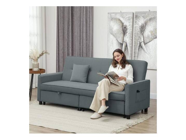 HOMCOM Schlafsofa bis 360 kg Belastbar, 3-Sitzer-Schlafcouch 1 Teile, für Wohnzimmer, Schlafzimmer, Grau, grau HOMCOM Schlafsofa bis 360 kg Belastbar, 3-Sitzer-Schlafcouch 1 Teile, für Wohnzimmer, Schlafzimmer, Grau, grau von Homcom