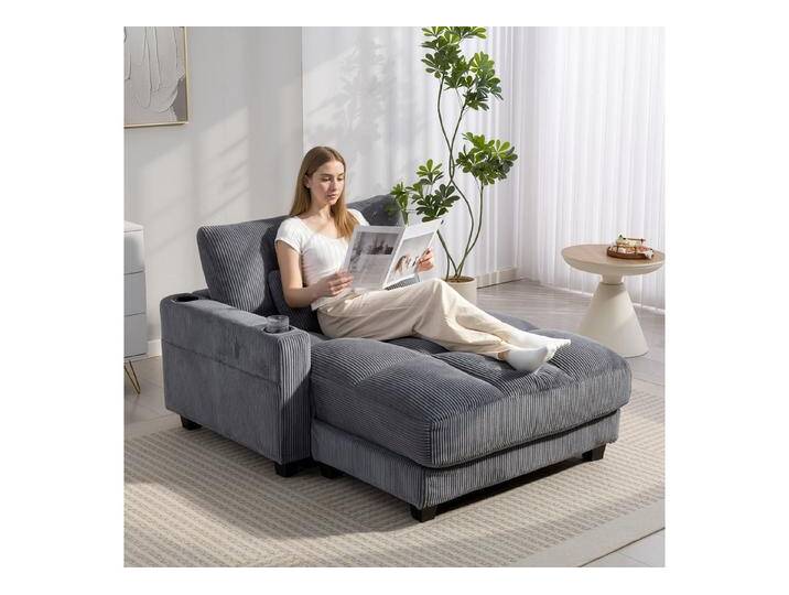 HOMCOM Schlafsofa mit Getränkehalter, Sofa mit Schlaffunktion 1 Teile, für Wohnzimmer, Schlafzimmer, Dunkelgrau, grau HOMCOM Schlafsofa mit Getränkehalter, Sofa mit Schlaffunktion 1 Teile, für Wohnzimmer, Schlafzimmer, Dunkelgrau, grau von Homcom