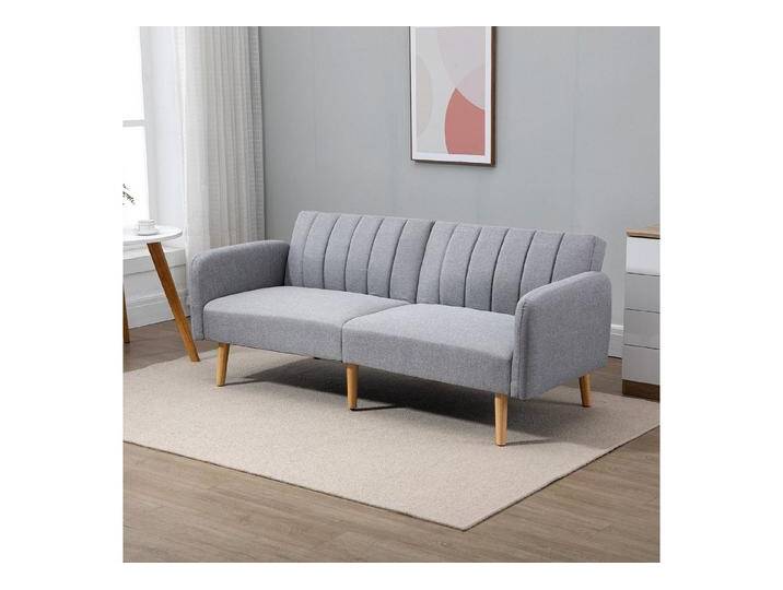 HOMCOM Schlafsofa mit Schlaffunktion, Verstellbare Rückenlehne, Schlafcouch 1 Teile, mit Holzbeine für Wohnzimmer, Gästezimmer, 173 x 75 x 73 cm, Grau von Homcom