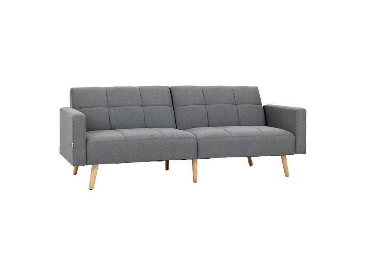 HOMCOM Schlafsofa mit Sitzkissen, Leinenoptik, verstellbarer Rückenlehne, 2 in 1 Schlafsofa 1 Teile, 205 x 88 cm, für Wohnzimmer, Schlafzimmer, Grau von Homcom