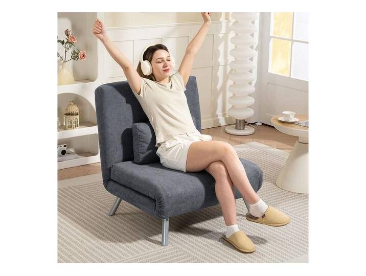 HOMCOM Schlafsofa mit verstellbarer Rückenlehne, abnehmbar Kissen, Samtoptik, 3-in-1 Schlafsessel 1 Teile, bis 120 kg, für Wohnzimmer von Homcom