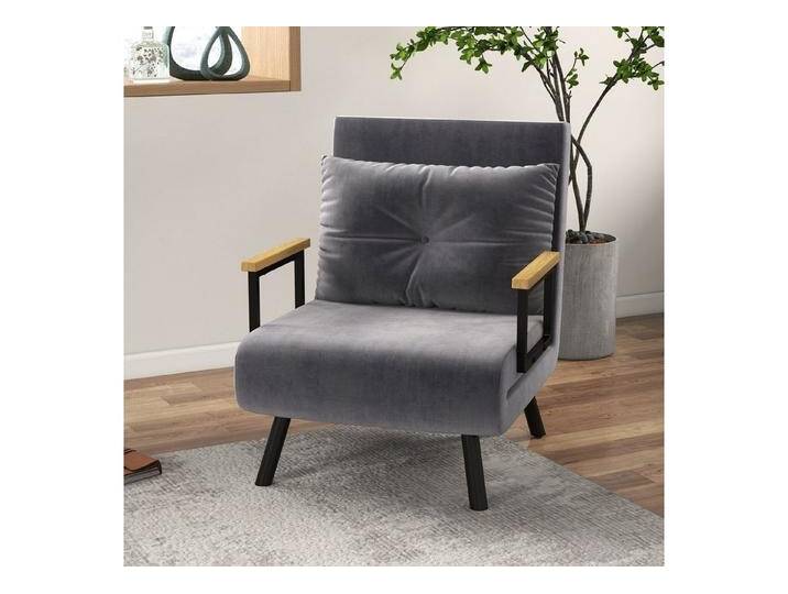 HOMCOM Sessel 2-in-1 Schlafsessel Gästebett, verstellbare Kopfstütze Samtd-Optik (Relaxsessel, 1-St., Schlafsofa), mit Samtoptik, Dunkelgrau von Homcom