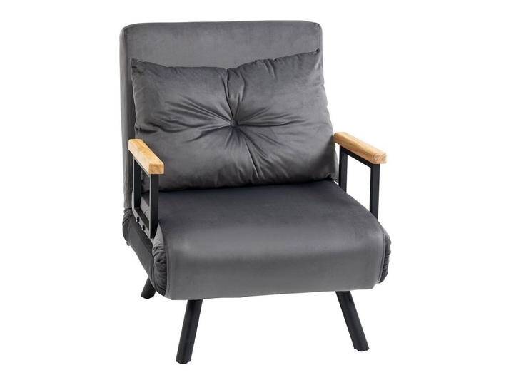 HOMCOM Sessel 2-in-1 Schlafsessel Gästebett, verstellbare Kopfstütze Samtd-Optik (Relaxsessel, 1-St., Schlafsofa), mit Samtoptik, Dunkelgrau von Homcom