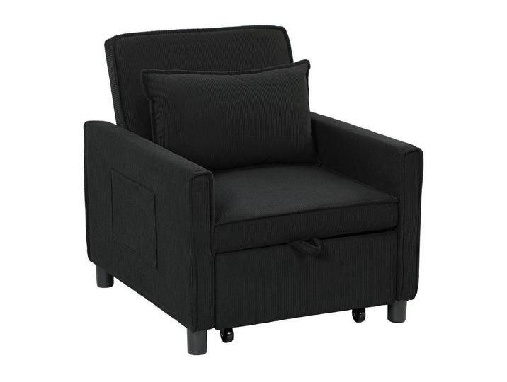 HOMCOM Sessel 3-in-1 Schlafsessel, Klappbett mit Bettfunktion, Lendenkissen (Liegestuhl, 1-St., Klappbett), für Wohnzimmer, Kord, Schwarz, schwarz von Homcom