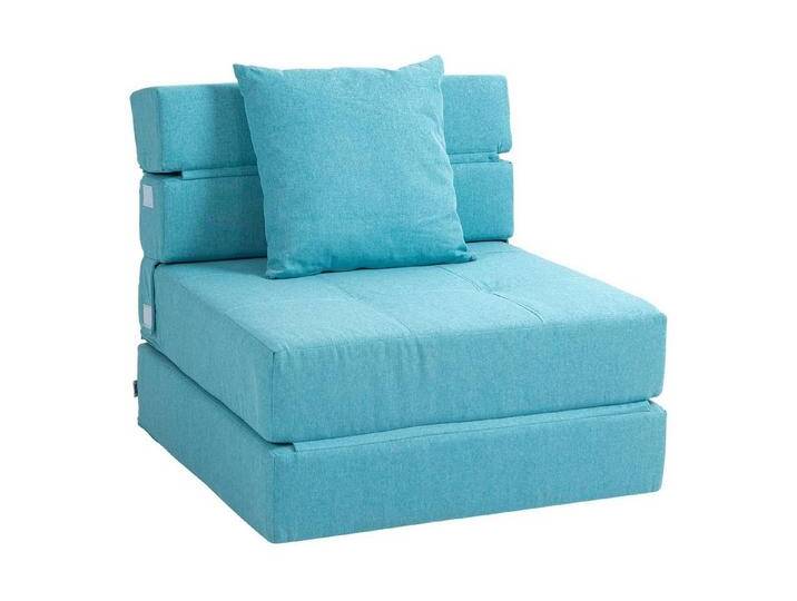 HOMCOM Sessel Einzelsofa mit Kissen, Klappsessel, 2-in-1 Design (Schlafsessel, 1-St., Bettsessel), Blau 70 x 70 x 61 cm, blau von Homcom