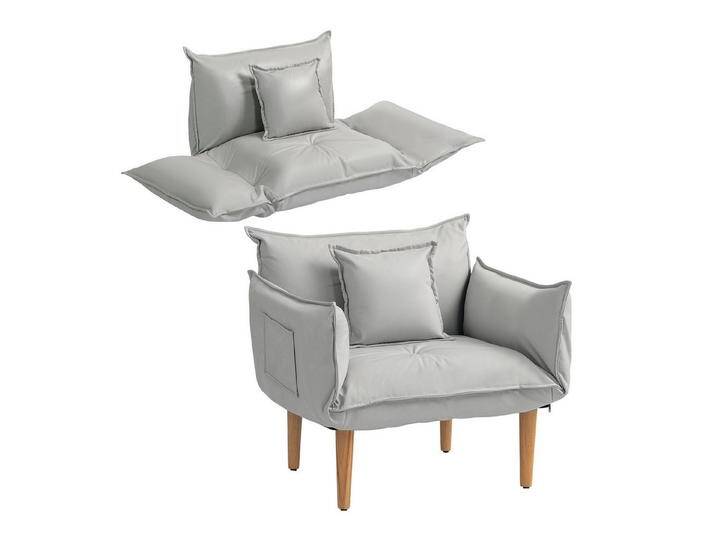 HOMCOM Sessel Loungesessel mit Kissen, Bodensessel mit Verstellbarer Rückenlehne (Rückenkissen, 1-St., Einzelsessel), für Wohnzimmer, Mikrofasertuch von Homcom