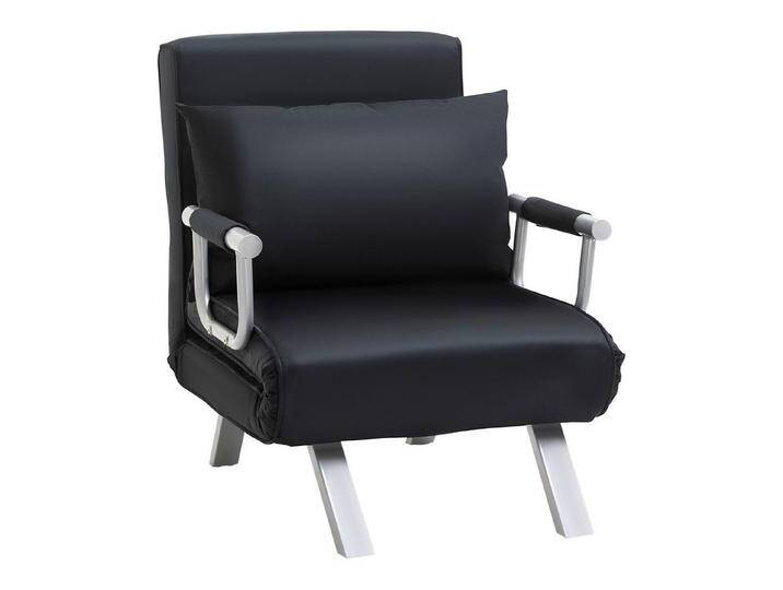 HOMCOM Sessel Schlafsessel mit Armlehne, 2-in-1 Gästebett (Klappbett, 1-St., Schlafsofa), für Wohnzimmer, Schwarz, schwarz von Homcom