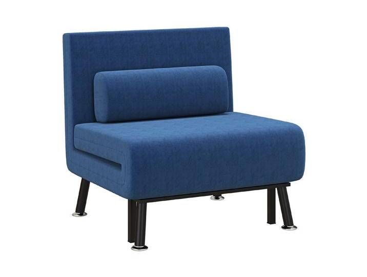 HOMCOM Sessel Schlafsofa mit Verstellbarer Rückenlehne, Gästebett (Klappbett mit Bettfunktion, 1-St., Schlafsessel), für Schlafzimmer, Blau von Homcom