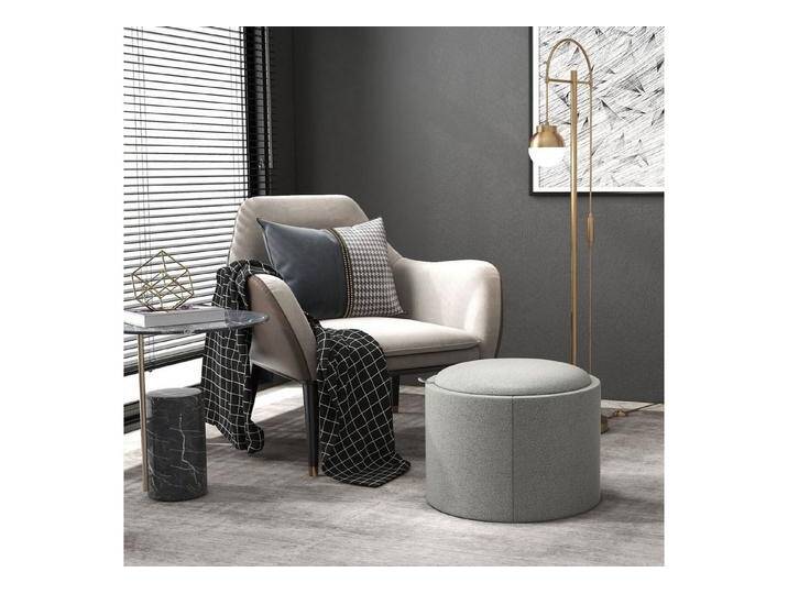 HOMCOM Sitzhocker Ottomane Runder Sitzhocker mit Stauraum, Klappdeckel (56 x 42 x 42 cm Runder Fußhocker mit Leinenoptik, 1 St., Polsterhocker mit Stauraum), für Wohnzimmer, Schlafzimmer von Homcom