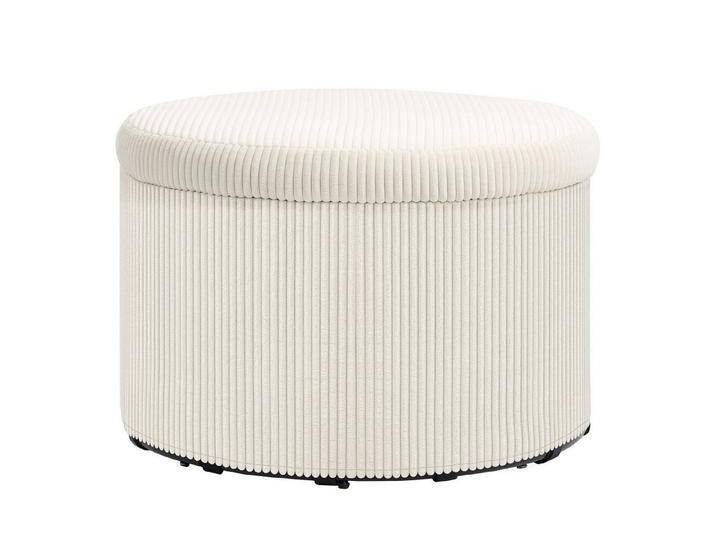 HOMCOM Sitzhocker Ottomane mit Stauraum Hocker mit Deckel (Fußhocker mit Cord-Optik, 1 St., Runder Polsterhocker), für Wohnzimmer, Schlafzimmer Beige von Homcom