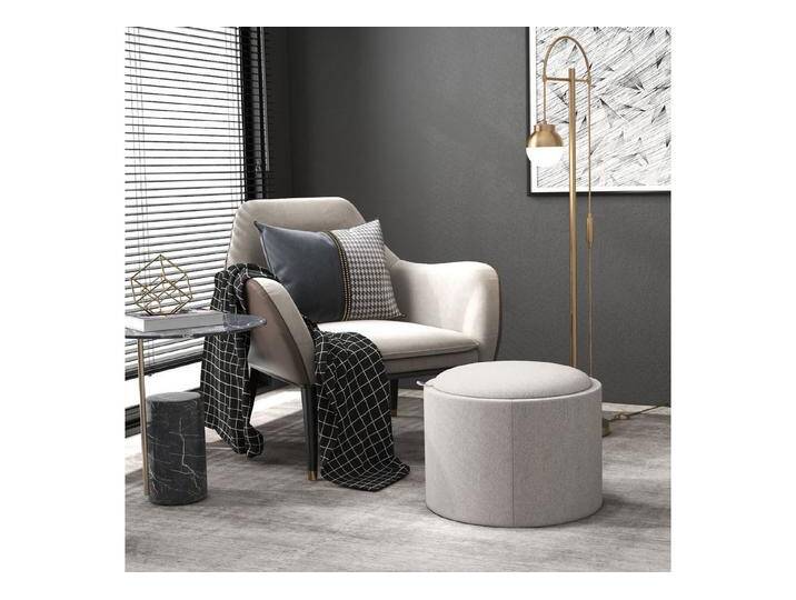 HOMCOM Sitzhocker mit Klappdeckel als Couchtisch nutzbar (56 x 42 x 42 cm Runder Fußhocker mit Leinenoptik, 1 St., Polsterhocker mit Stauraum), für Wohnzimmer, Schlafzimmer von Homcom