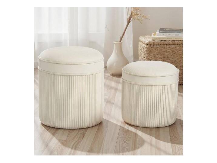 HOMCOM Sitzhocker trägt 120 kg (Sitztruhe mit Stauraum, 2 St., 2er-Set Fußhocker), ineinander stellbar, Cremeweiß, weiß von Homcom