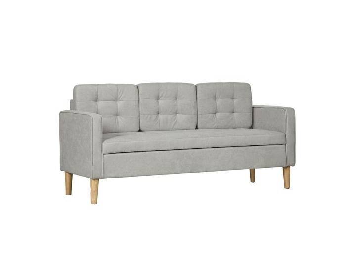 HOMCOM Sofa 3-Sitzer-Sofa mit Stauraum, Armlehne, Polstersofa 1 Teile, für Wohnzimmer, Grau, grau von Homcom