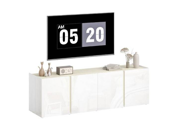 HOMCOM TV-Board mit 4 Soft-Close-Türen, Verstellbaren Ablagen, Kabelmanagement (Fernsehtisch, 1 St., TV Lowboard für Fernseher bis zu 65 Zoll) von Homcom