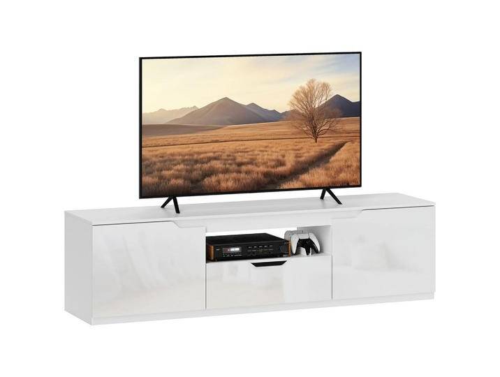 HOMCOM TV-SCHRANK, Weiß, 160x43x38 cm, Wohnzimmer, Wohnwände, Lowboards, Lowboards stehend von Homcom