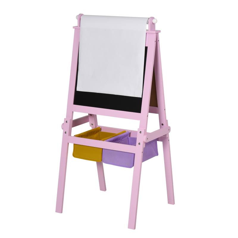 Lavagnetta per bambini in legno rosa con cavalletto 3 in 1 mdf rosa von Homcom